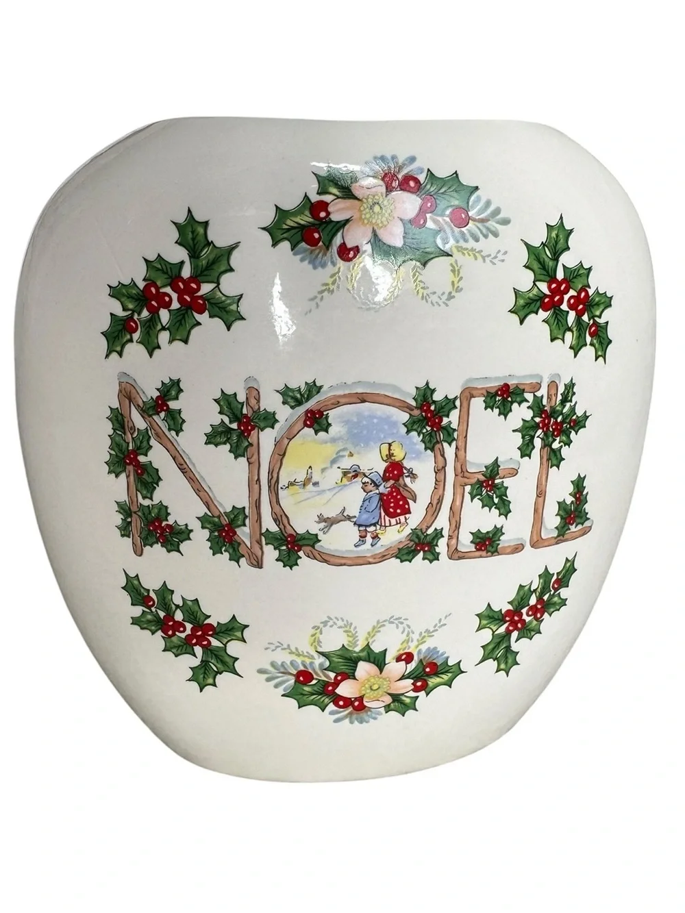 Vintage Noel Christmas Ceramic Planter Cachepot Holiday Centerpiece Decor